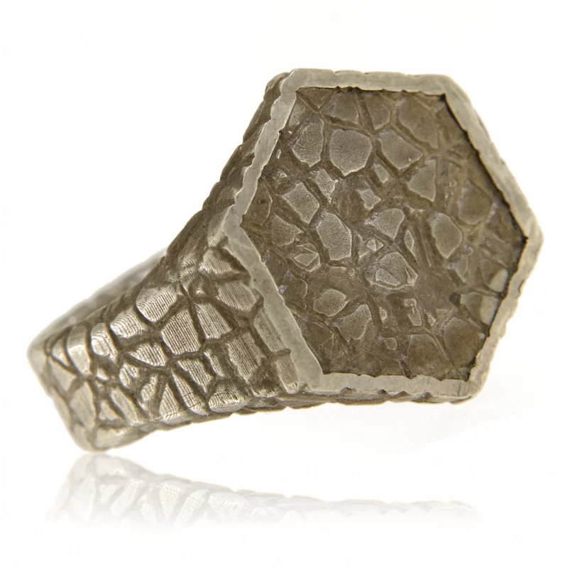 Inel Argint 925 Textura Piatra - Eleganta Masculina Naturala