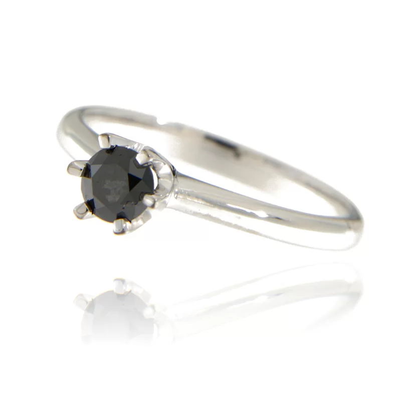 Inel de Logodna Aur Alb 585 cu Diamant Negru - Promisiunea Indrazneata