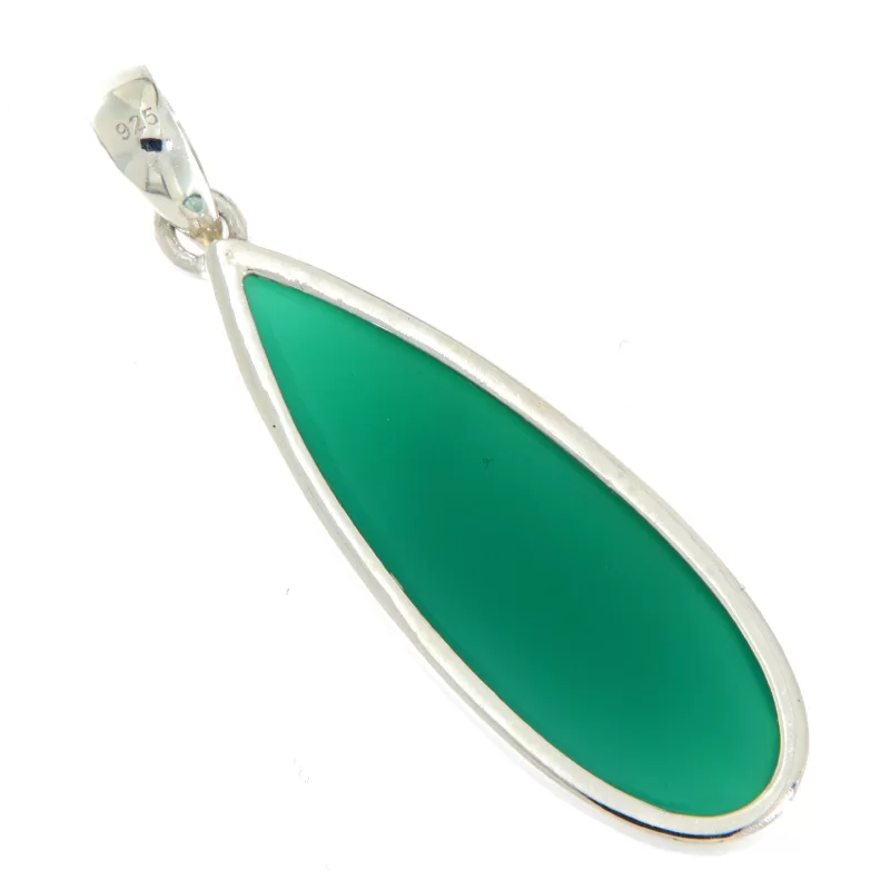 Pandant Argint 925 Onix verde Natural - Stabilitate și Echilibru