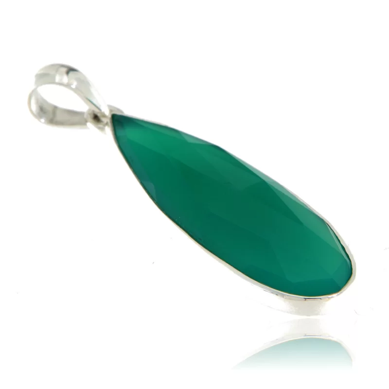 Pandant Argint 925 Onix verde Natural - Stabilitate și Echilibru