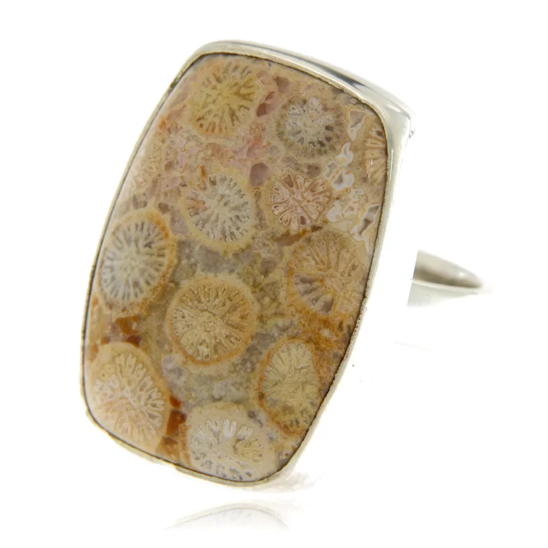 Inel Argint 925 Coral Fossil Natural - Poveste Unica