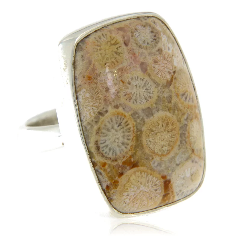 Inel Argint 925 Coral Fossil Natural - Poveste Unica