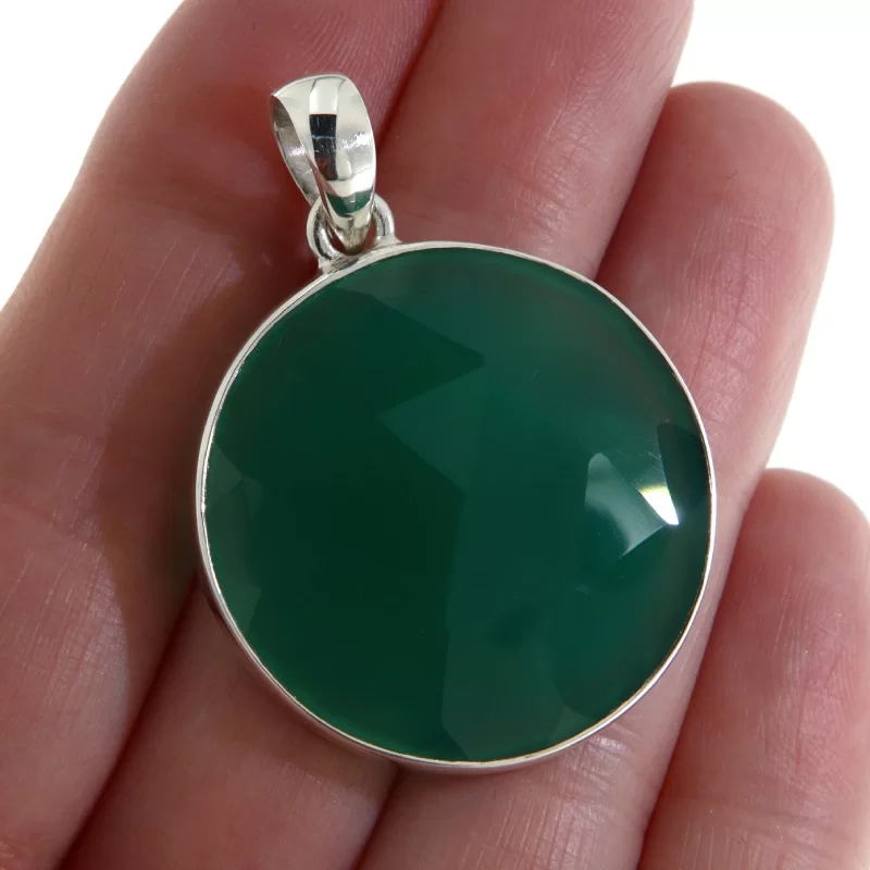 Pandant Argint 925 Onix Verde Natural - Echilibru si Stil