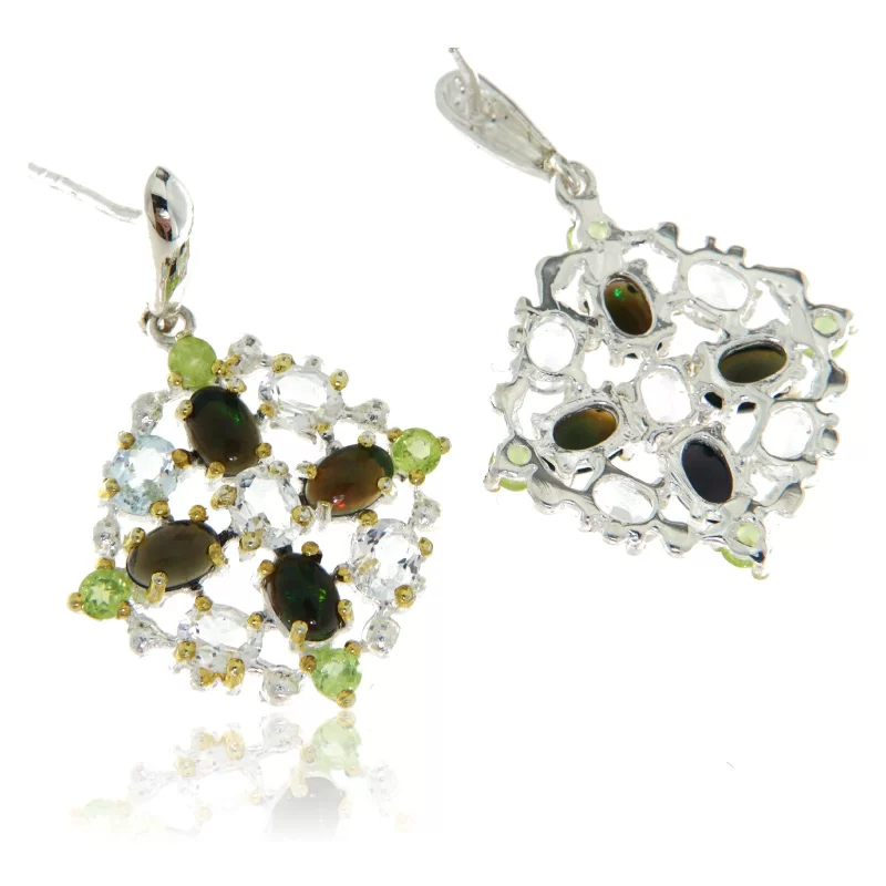 Cercei Argint 925 Accente aurite Topaz Opal Peridot Naturale - Stralucire si Rafinament