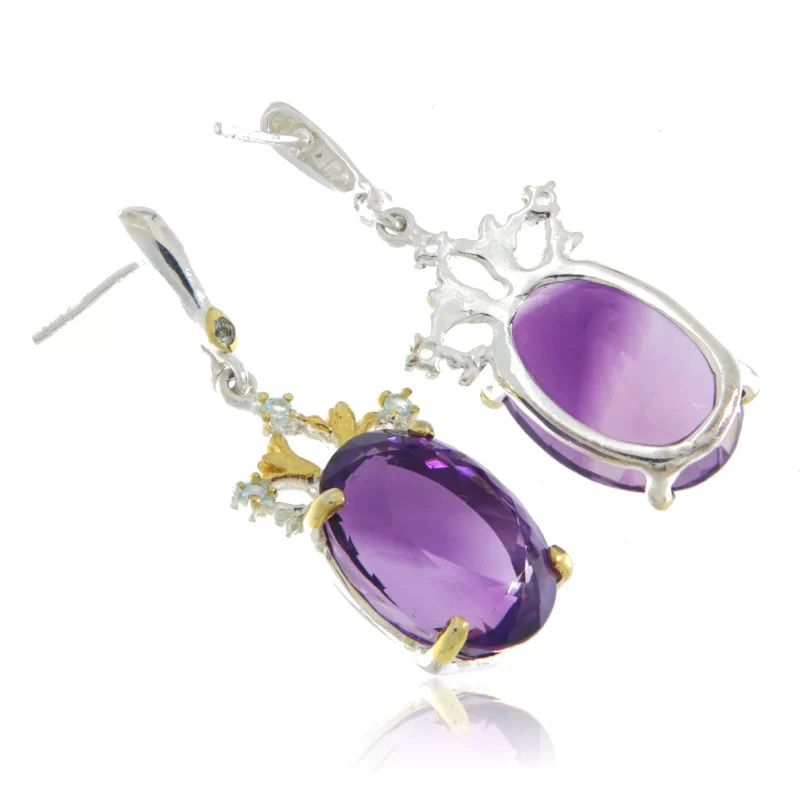 Cercei Argint 925 Accente aurite Ametist Topaz Naturale - Stralucire si Maiestrie