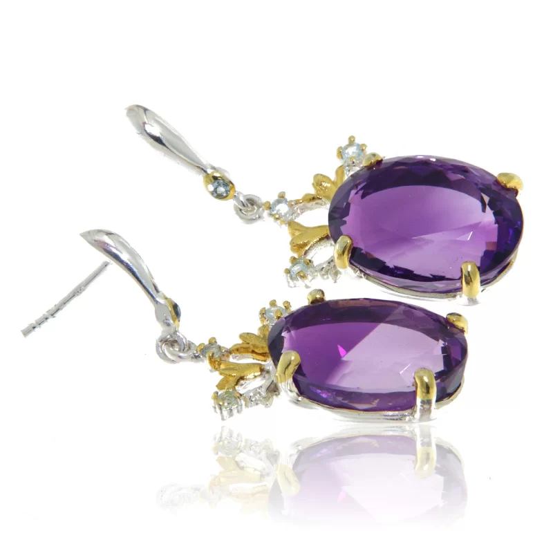 Cercei Argint 925 Accente aurite Ametist Topaz Naturale - Stralucire si Maiestrie