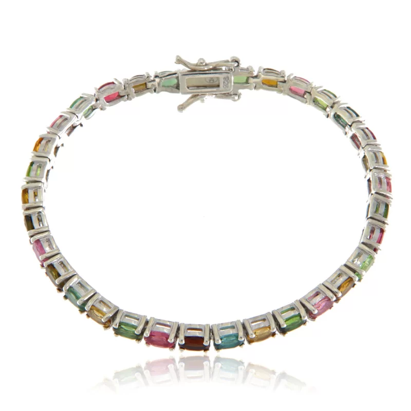 Bratara tennis Argint 925 Placat cu Rodiu Turmalina Naturala - Eleganta si Stralucire