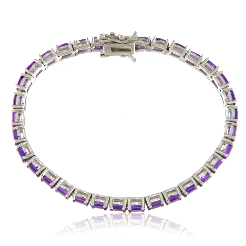 Bratara tennis Argint 925 Placat cu Rodiu Ametist Natural - Eleganta si Liniste