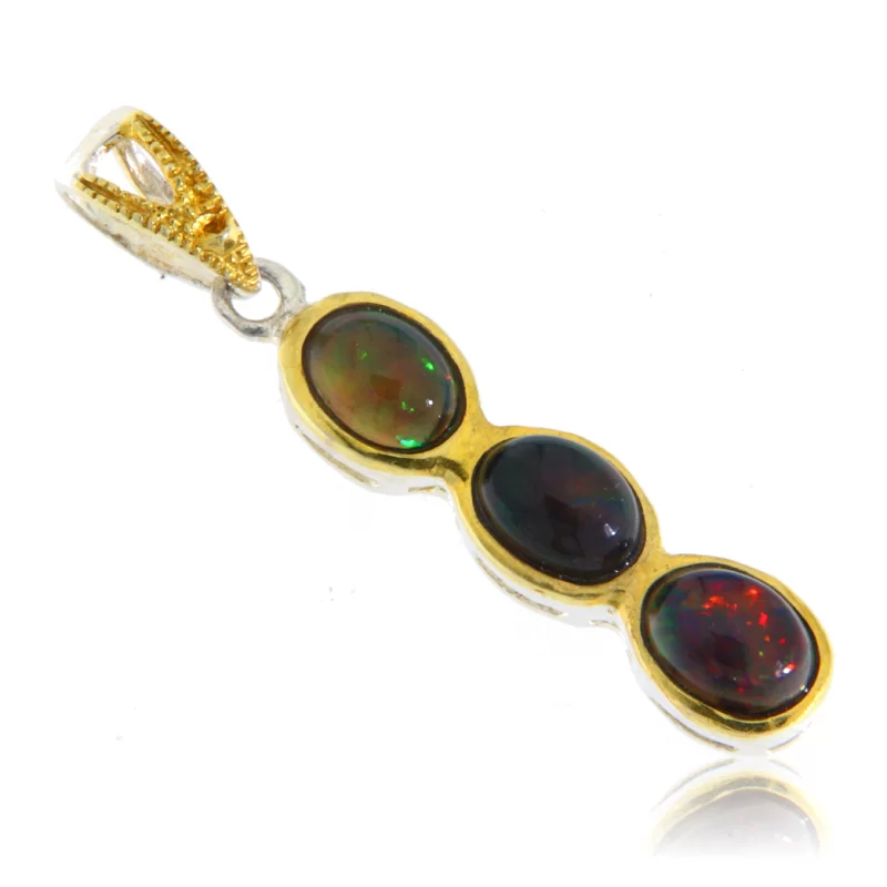 Pandant din Argint 925 Accente aurite Opal Natural - Eleganta si Misticism
