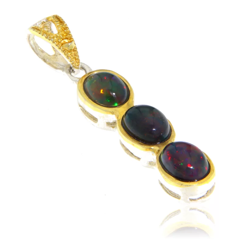Pandant din Argint 925 Accente aurite Opal Natural - Eleganta si Misticism