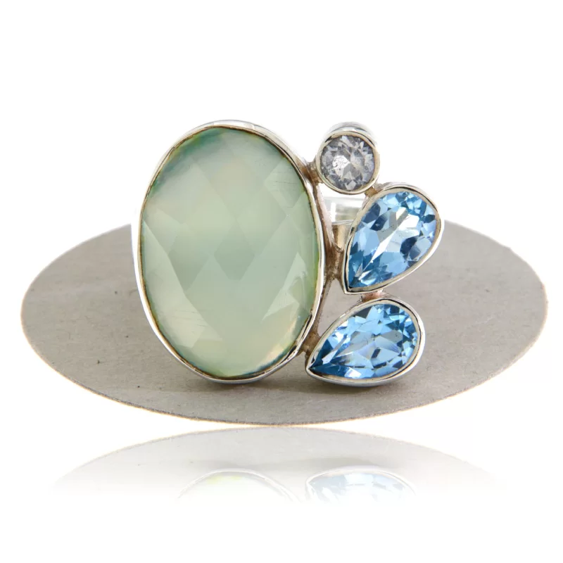 Inel Argint 925 Calcedonie Topaz Natural - Stralucire si Armonie
