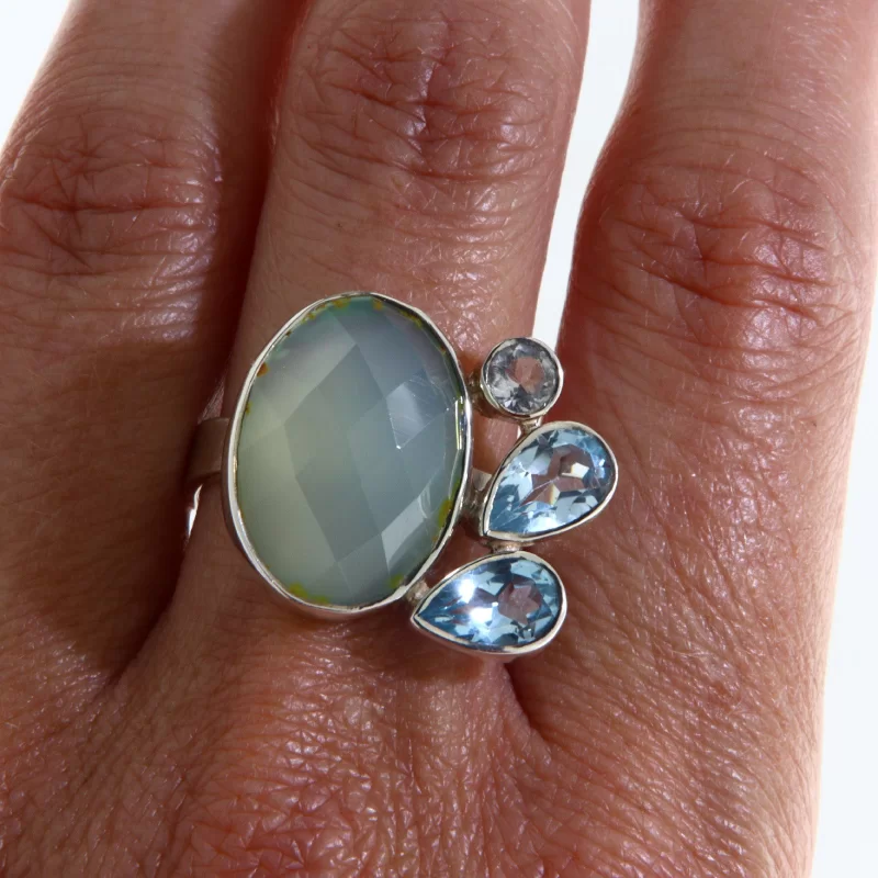 Inel Argint 925 Calcedonie Topaz Natural - Stralucire si Armonie