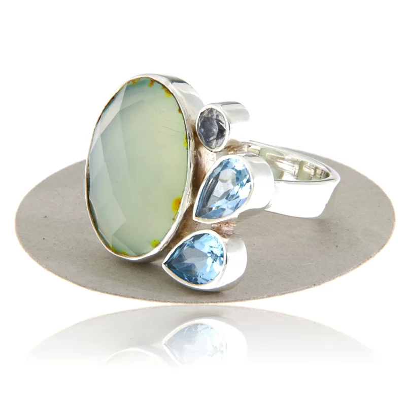 Inel Argint 925 Calcedonie Topaz Natural - Stralucire si Armonie