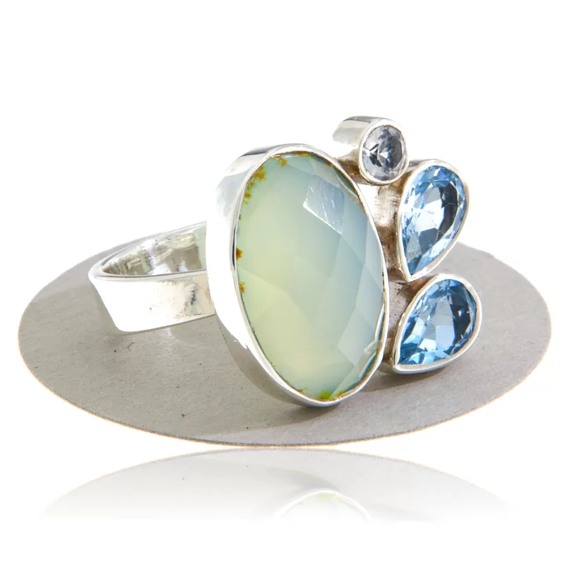 Inel Argint 925 Calcedonie Topaz Natural - Stralucire si Armonie