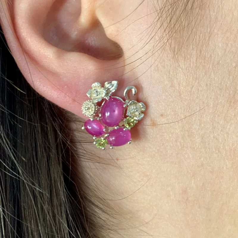 Cercei Argint 925 Rubin Peridot Naturale - Finete si Culoare