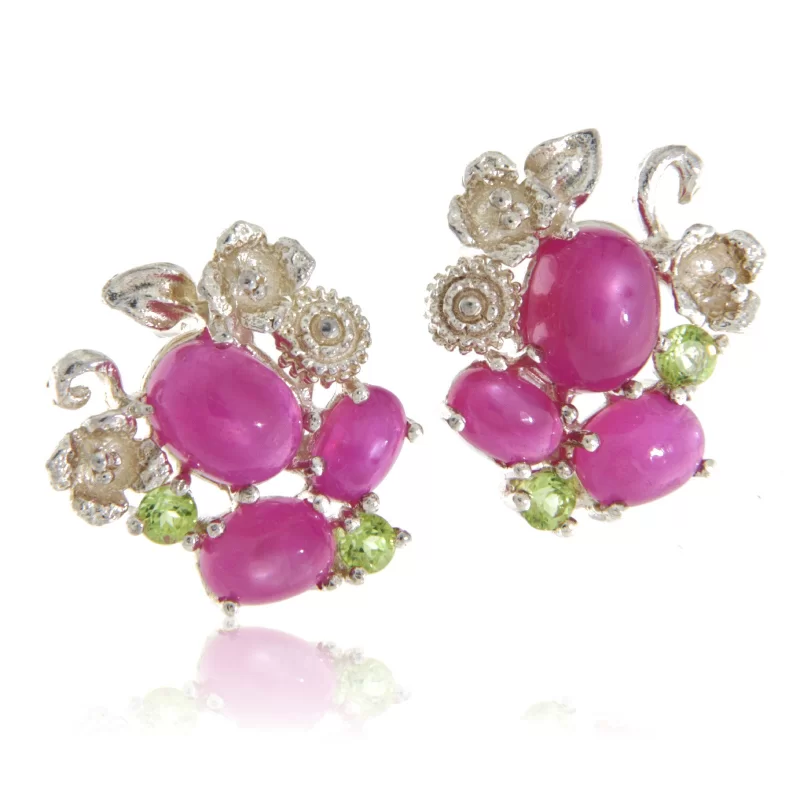 Cercei Argint 925 Rubin Peridot Naturale - Finete si Culoare