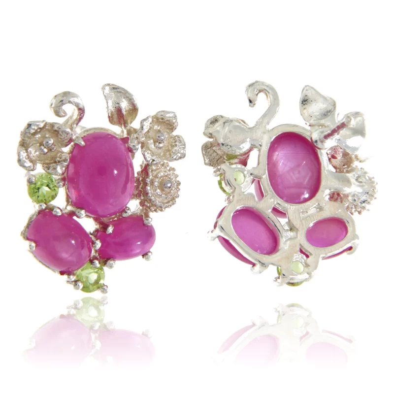 Cercei Argint 925 Rubin Peridot Naturale - Finete si Culoare