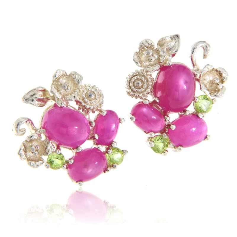 Cercei Argint 925 Rubin Peridot Naturale - Finete si Culoare