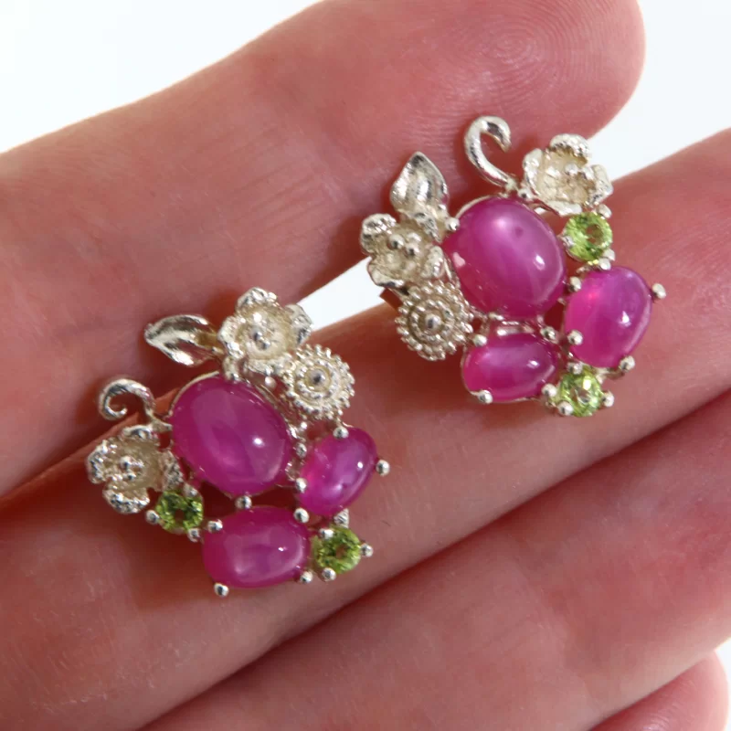 Cercei Argint 925 Rubin Peridot Naturale - Finete si Culoare