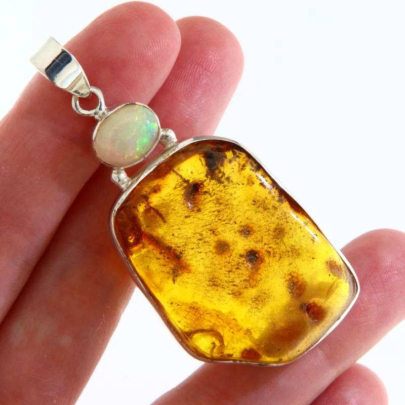 Pandant Argint 925 Chihlimbar Ambra Opal Naturale - Rafinament si Stralucire