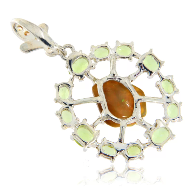 Pandant Argint 925 Accente Aurite Opal Peridot Naturale - Stralucire si Eleganta