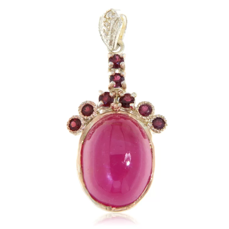 Pandant Argint 925 Accente Aurite Rubin Granat Natural - Rafinament si Stralucire