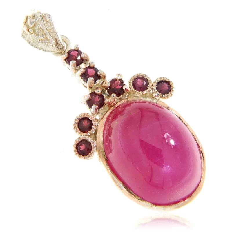 Pandant Argint 925 Accente Aurite Rubin Granat Natural - Rafinament si Stralucire
