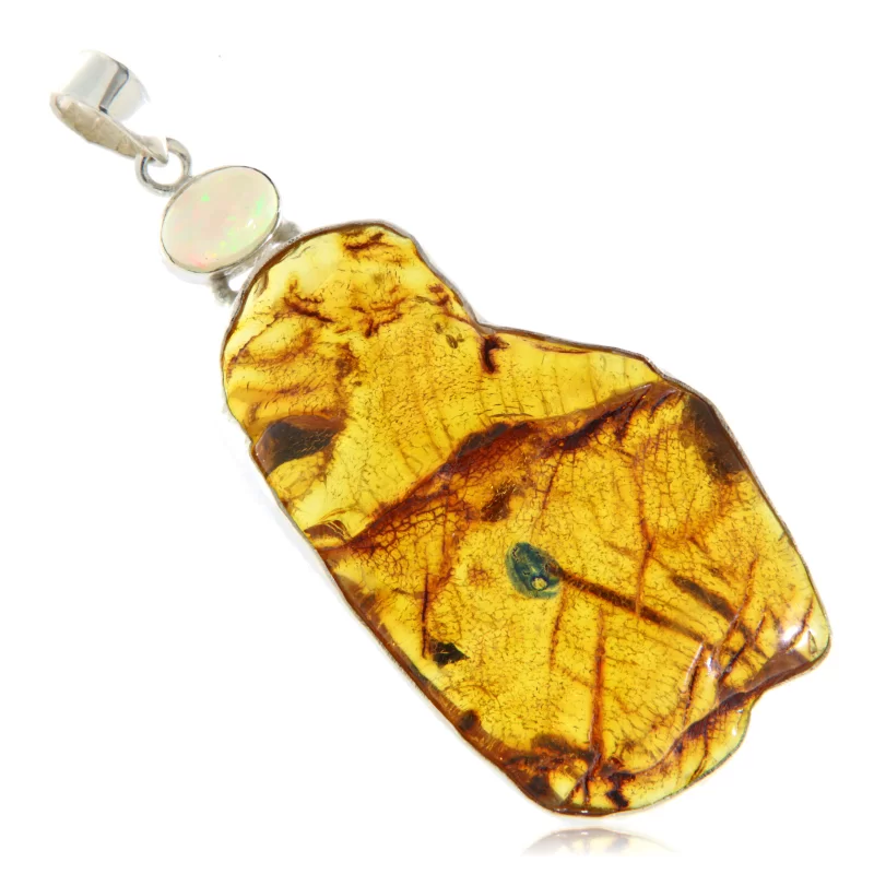 Pandant Argint 925 Chihlimbar  Ambra Opal Naturale -
