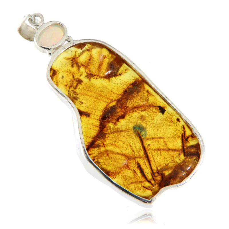 Pandant Argint 925 Chihlimbar  Ambra Opal Naturale -