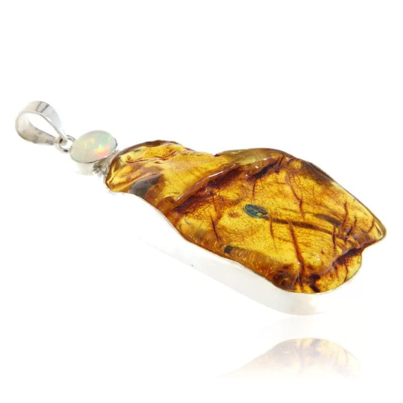 Pandant Argint 925 Chihlimbar  Ambra Opal Naturale -