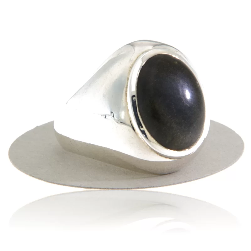 Ghiul Argint 925 Masiv Obsidian Auriu Natural - Forta si Eleganta
