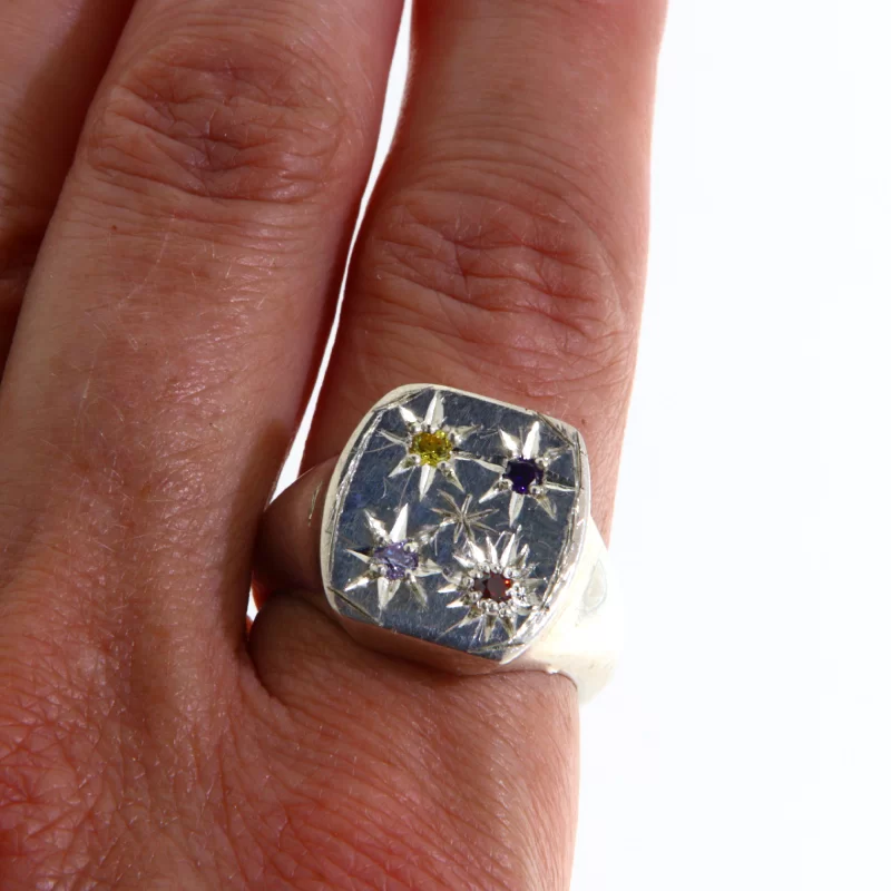 Inel Argint 925 Barbatesc Stele Multicolore Cubic Zirconia - Stralucire si Individualitate