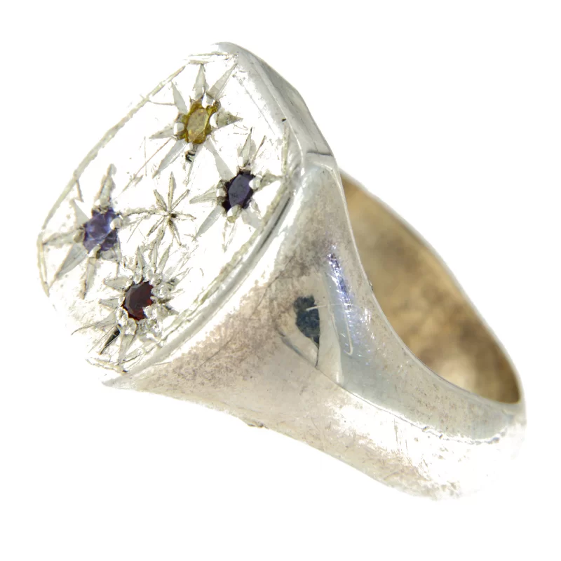 Inel Argint 925 Barbatesc Stele Multicolore Cubic Zirconia - Stralucire si Individualitate