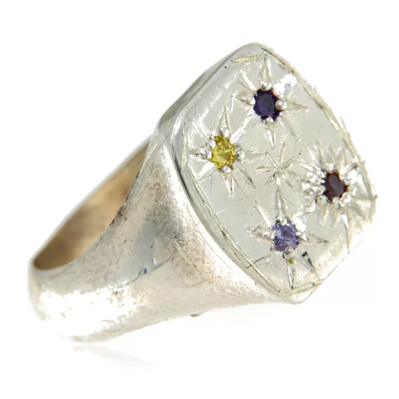 Inel Argint 925 Barbatesc Stele Multicolore Cubic Zirconia - Stralucire si Individualitate