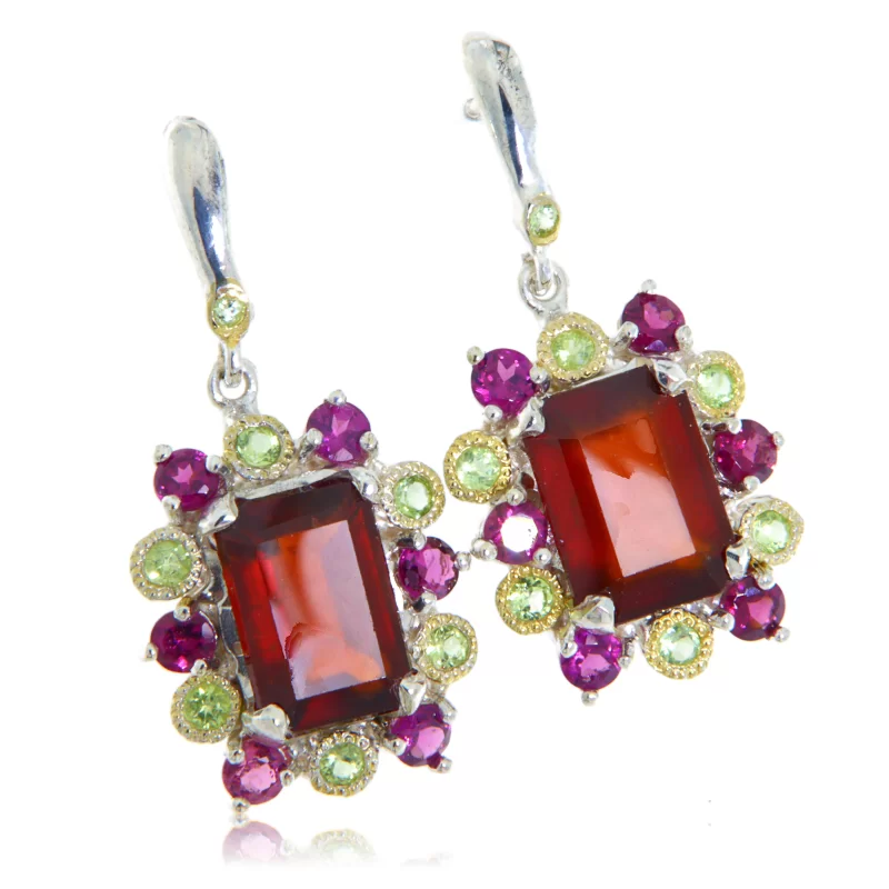 Cercei Argint 925 Accente Aurite Rodolit Hesonit Naturale Cubic Zirconia - Eleganta si Contrast