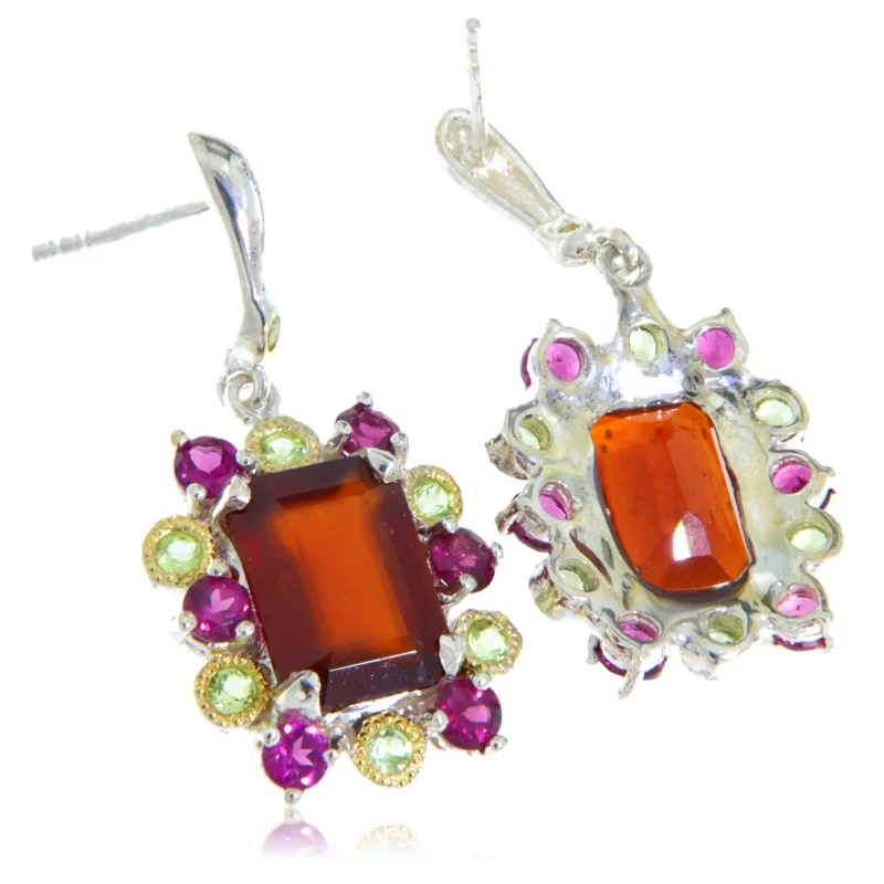 Cercei Argint 925 Accente Aurite Rodolit Hesonit Naturale Cubic Zirconia - Eleganta si Contrast