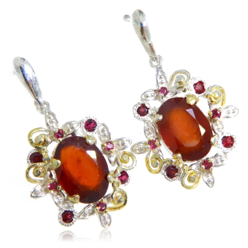 Cercei Argint 925 Accente Aurite Granat Rodolit Naturale - Eleganta Regala