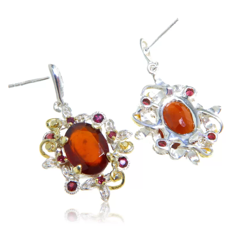 Cercei Argint 925 Accente Aurite Granat Rodolit Naturale - Eleganta Regala