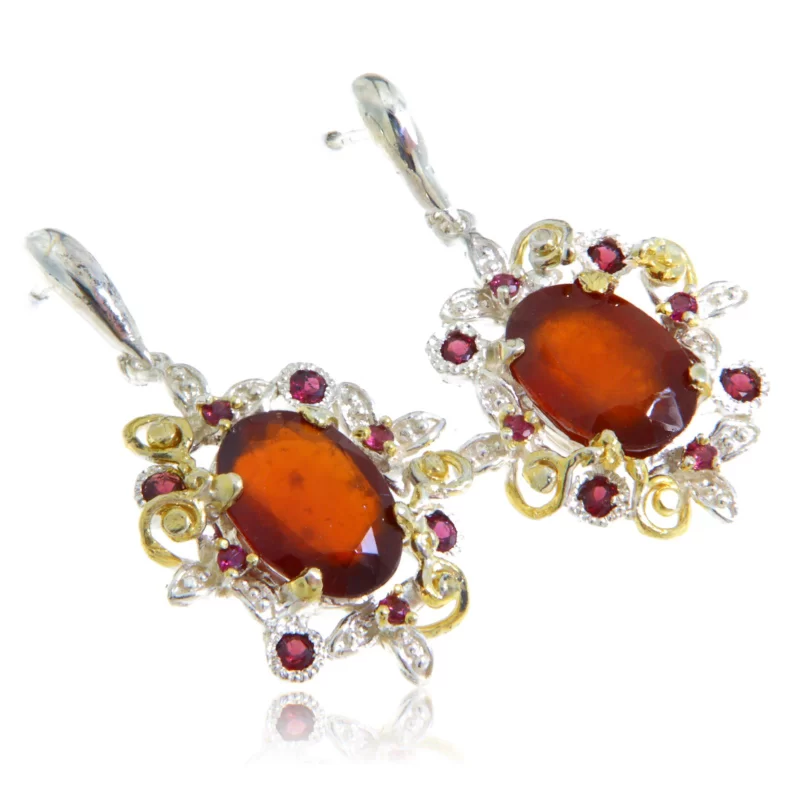 Cercei Argint 925 Accente Aurite Granat Rodolit Naturale - Eleganta Regala