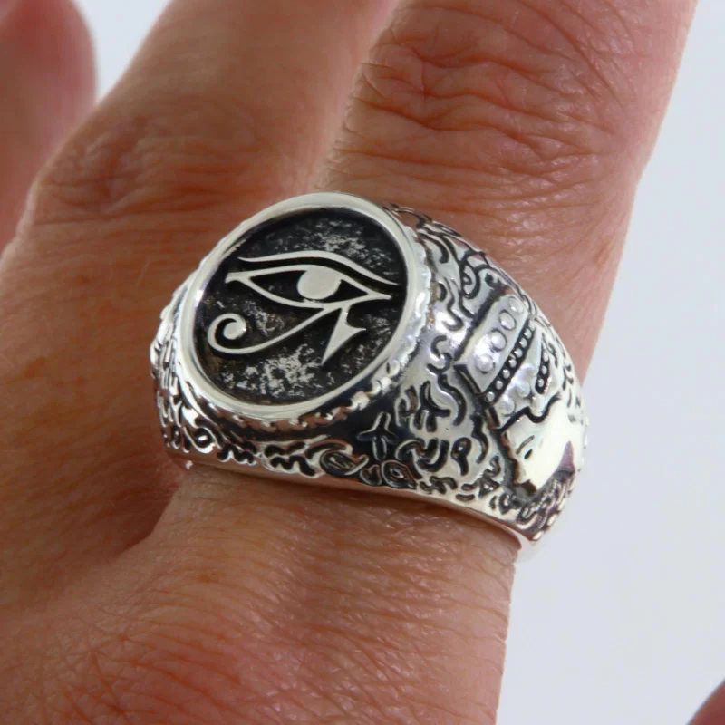 Ghiul Argint 925 Masiv Horus Eye si Nefertiti - Protectie si Noblete Egipteana