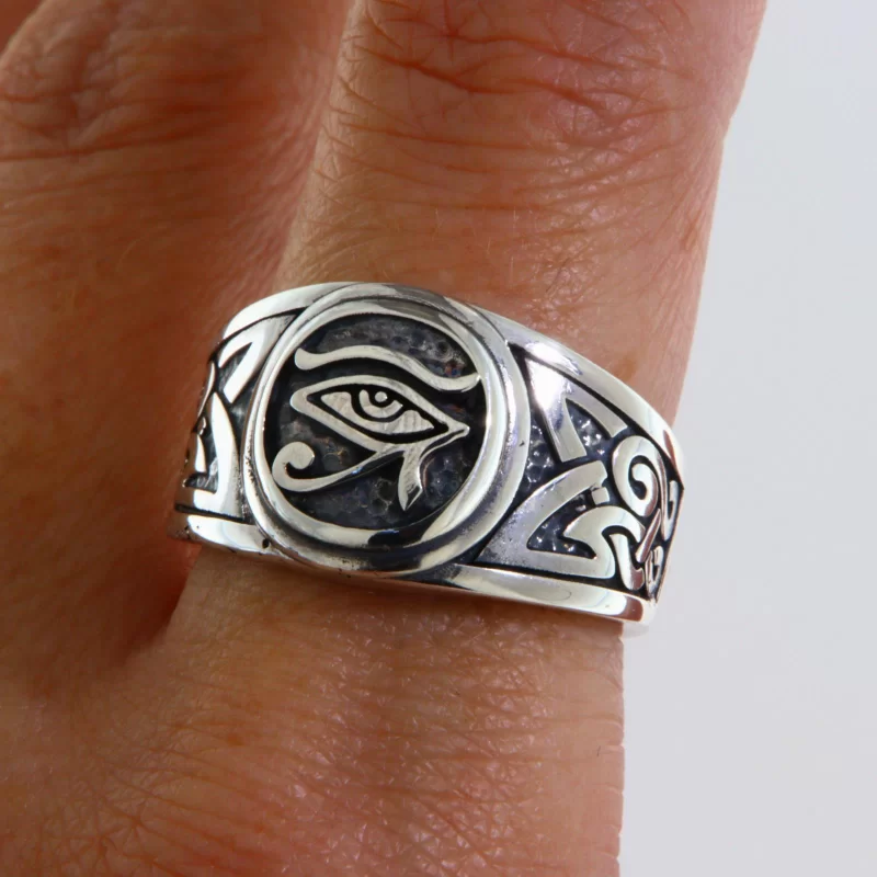 Inel Argint 925 Masiv Barbatesc Horus Eye Illuminati - Putere Protectoare si Mister