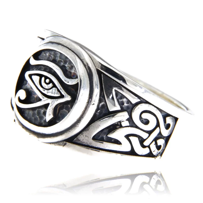 Inel Argint 925 Masiv Barbatesc Horus Eye Illuminati - Putere Protectoare si Mister