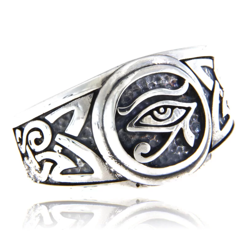 Inel Argint 925 Masiv Barbatesc Horus Eye Illuminati - Putere Protectoare si Mister
