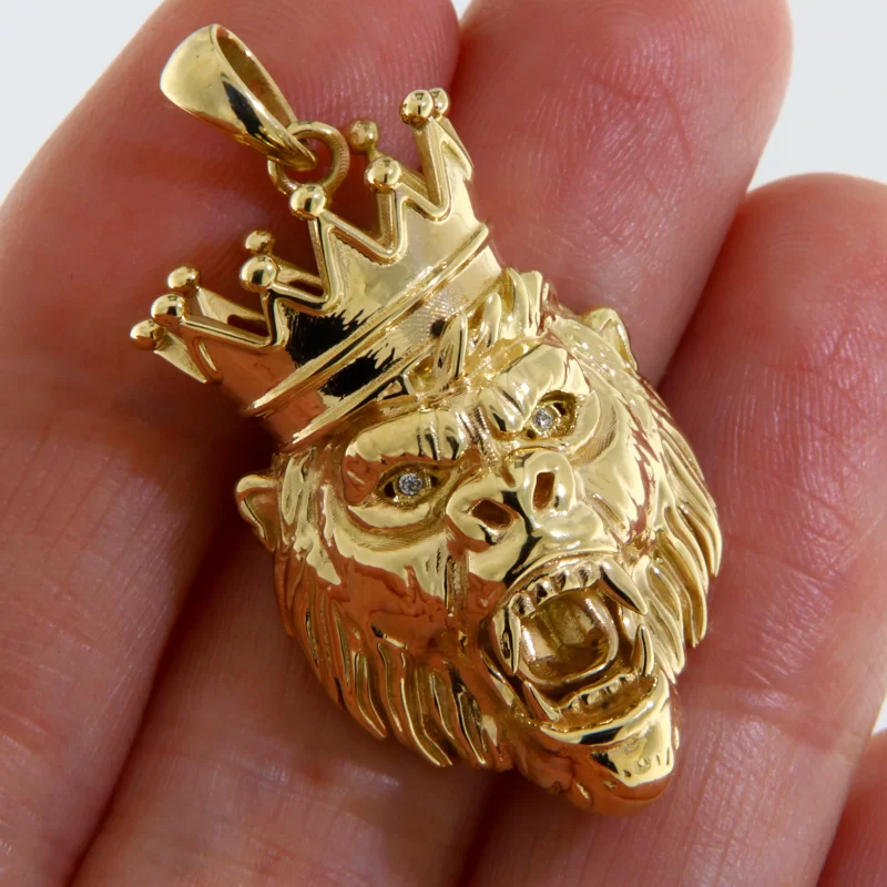 Pandant Aur 14k Cubic Zirconia Gorilla King - Putere si Autoritate Regala