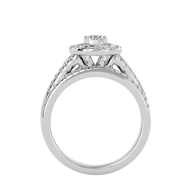 Inel de logodna Halo si Verigheta Semi-Eternity Magnificent Aur 18k Diamante Naturale - Anais