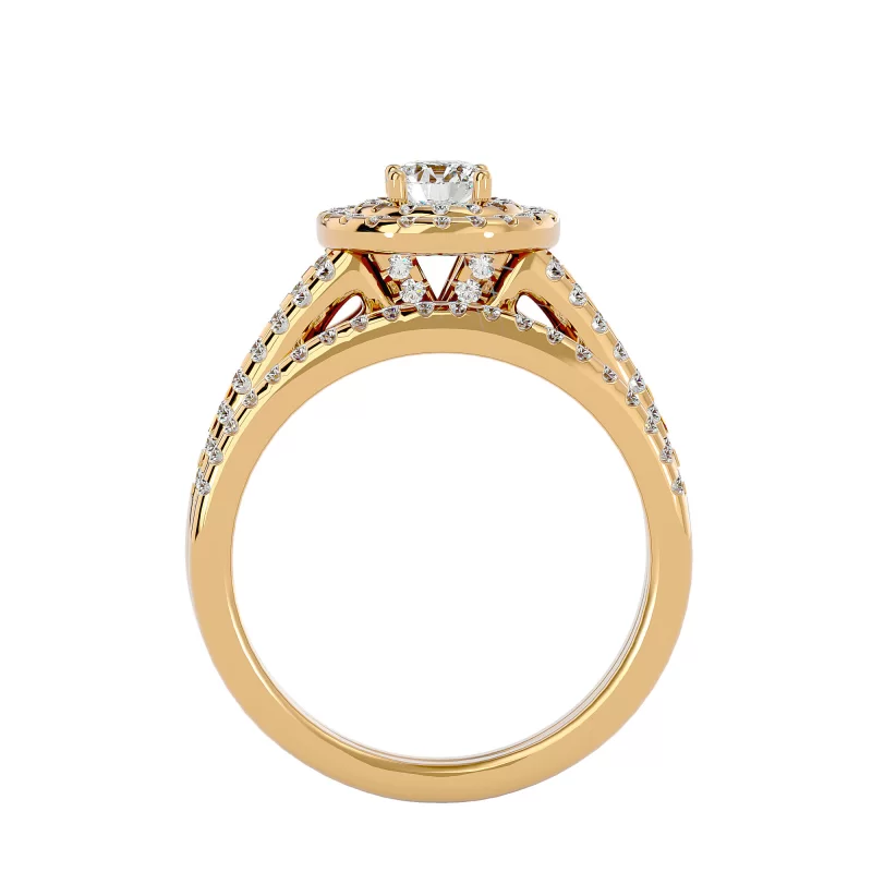 Inel de logodna Halo si Verigheta Semi-Eternity Magnificent Aur 18k Diamante Naturale - Anais