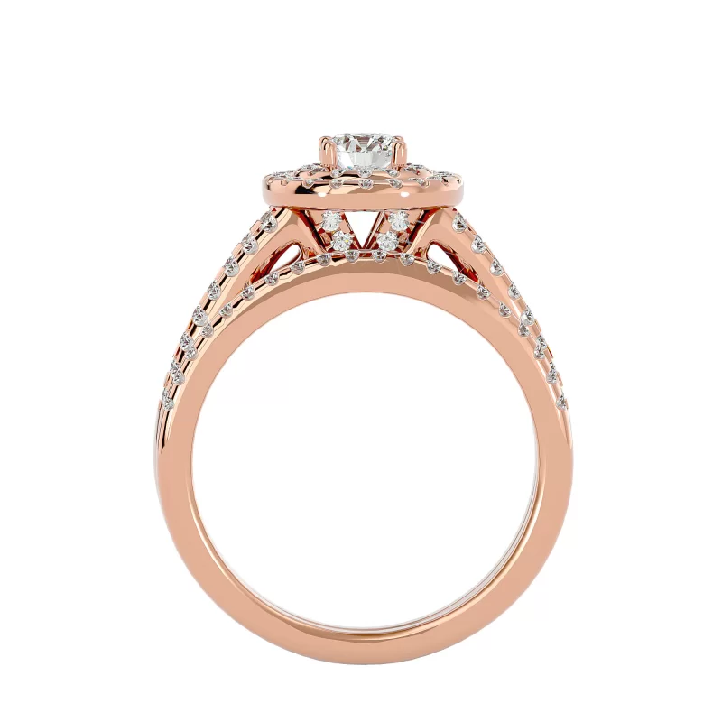Inel de logodna Halo si Verigheta Semi-Eternity Magnificent Aur 18k Diamante Naturale - Anais