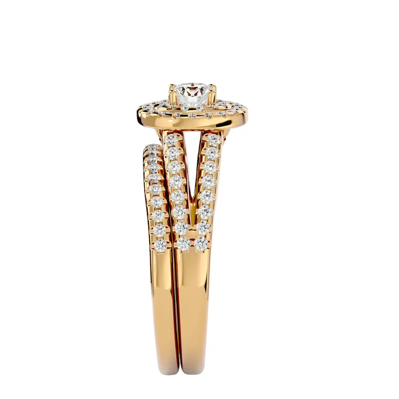 Inel de logodna Halo si Verigheta Semi-Eternity Magnificent Aur 18k Diamante Naturale - Anais