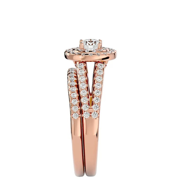 Inel de logodna Halo si Verigheta Semi-Eternity Magnificent Aur 18k Diamante Naturale - Anais