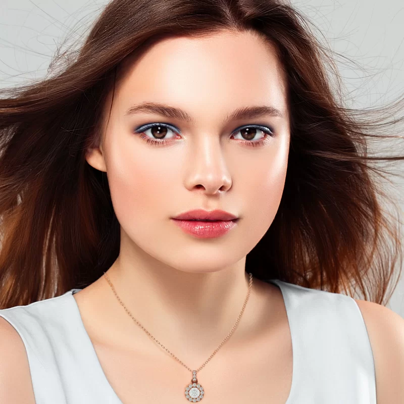 Pandantiv Halo Aur 18 K Diamante Naturale - Charlotte